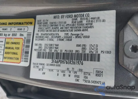 2014 Ford Fusion Se из США, поврежденный, VIN 3FA6P0H76ER261976